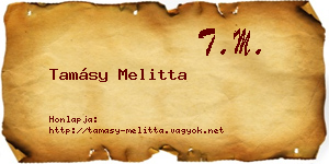 Tamásy Melitta névjegykártya